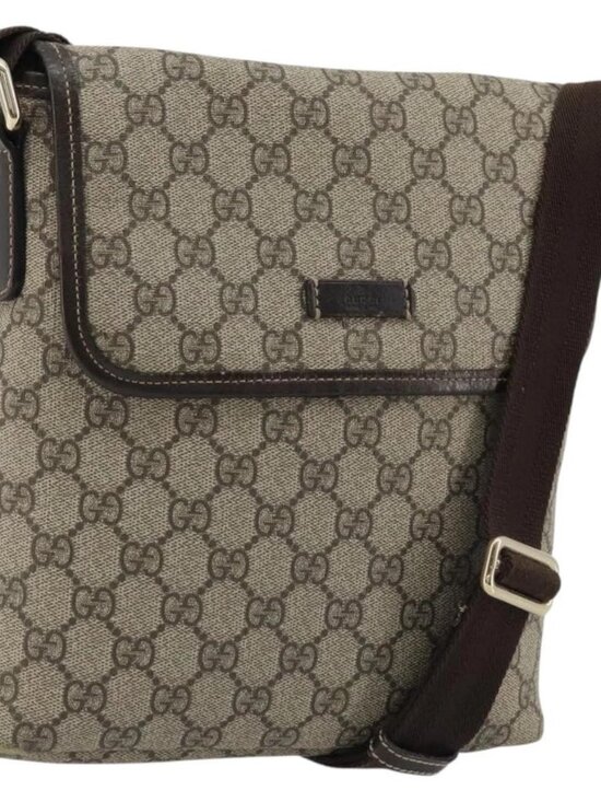 Gucci Handbags - GUCCI GG Supreme Shoulder Bag PVC Beige Gold Auth 175441